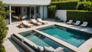 piscine intégrée dans la terrasse